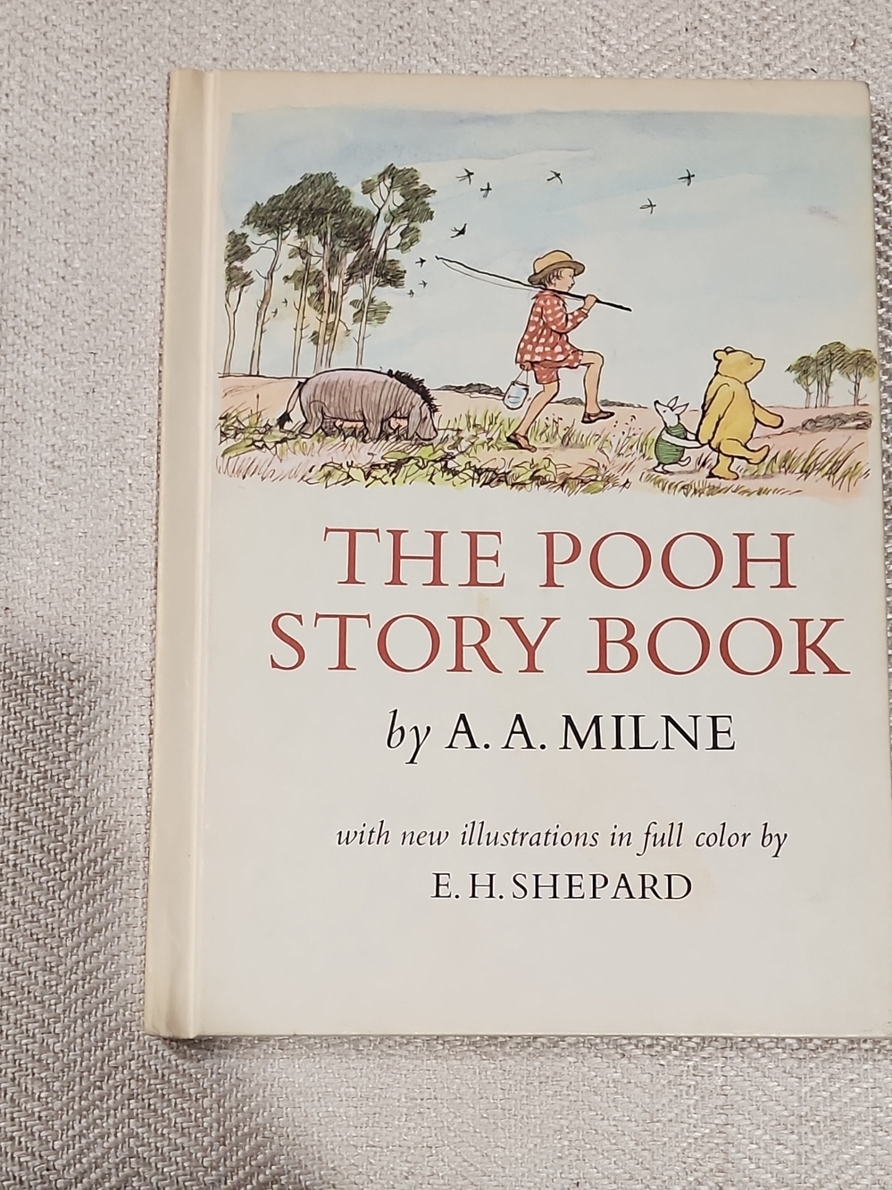 Vintage The Pooh Story Book by A. A. Milne - White Cover with Color Illustration